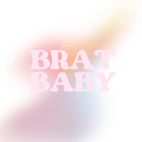 the logo for brat baby on a black background