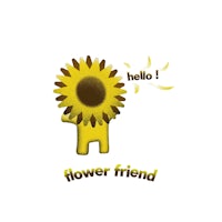 a yellow sunflower with the word hello on it