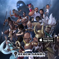 the black sands app is shown with a group of characters