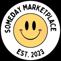 someday market place logo with a smiley face