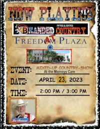 a flyer for a country music concert at the plaza