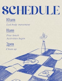 a drawing of a schedule on a table