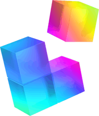 a set of colorful cubes on a black background