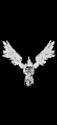 a pixelated image of an eagle on a black background
