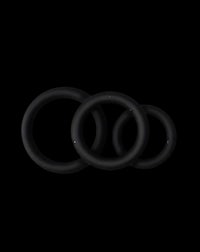 three black o-rings on a black background