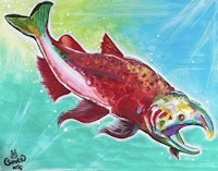a painting of a rainbow trout