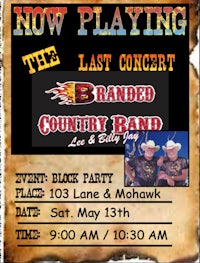 a flyer for the last concert of the brandon country band