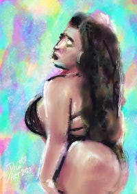 a drawing of a woman in a bikini