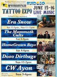 a flyer for the tattoo expo in ruidoso, california