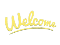 a yellow welcome sign on a black background