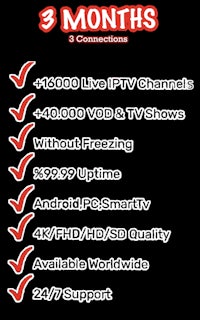 a black and white image of a monthly iptv package