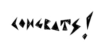a black and white drawing of the word congratulations