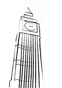 a drawing of a clock tower in london