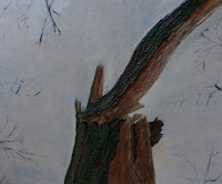 a painting of a tree with a broken branch