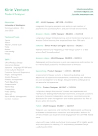 a green and white resume with a green background