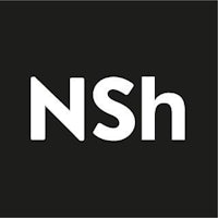 the nsh logo on a black background