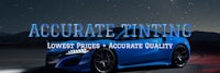 an image of a blue car with the words accurate tinting