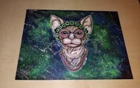 a painting of a sphynx cat with glasses