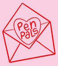 an envelope with the word pen pals on it