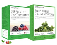 a box of supplements with berries and vegetables