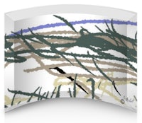 an abstract painting of grass on a white plate