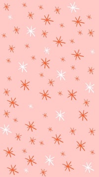a pink background with white and orange stars