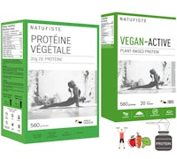 a box of proteine vegetale with vegetables and fruit