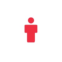 a red person icon on a white background