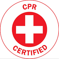 a red and white cpr certified logo on a black background