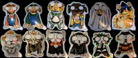 a group of stickers with different characters on them