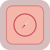 a pink compass icon on a square background