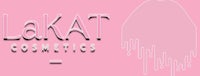 lakat cosmetics logo on a pink background