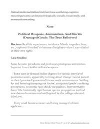 a document with the words political weapons, ammunition, and shields