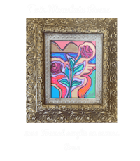 triple mountain roses framed acrylic on canvas