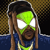 a cartoon of a man with dreadlocks and a spider - man mask