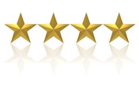 five golden stars on a white background