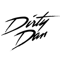 dirty dan logo on a black background