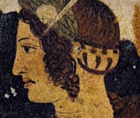 a painting of a woman wearing a hat