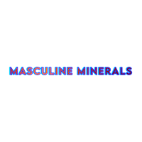 masculine minerals logo on a black background