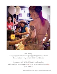 a flyer with a woman with tattoos and a little girl
