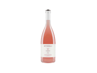 a bottle of pink wine on a white background