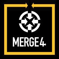 merge 4 logo on a black background