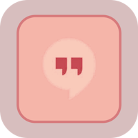 a pink square with a speech bubble icon