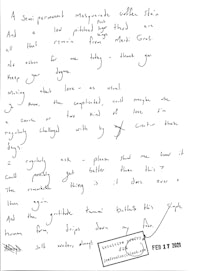 a handwritten letter with a handwritten note