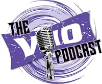 the vido podcast logo with a microphone