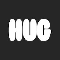 the word hug on a black background
