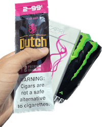 a person holding a pack of dutch cigarettes