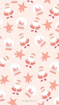 santa claus and stars on a pink background
