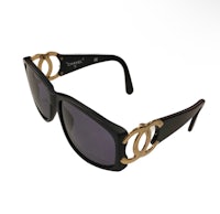 chanel cc sunglasses in black and gold