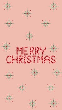 merry christmas card with snowflakes on a pink background